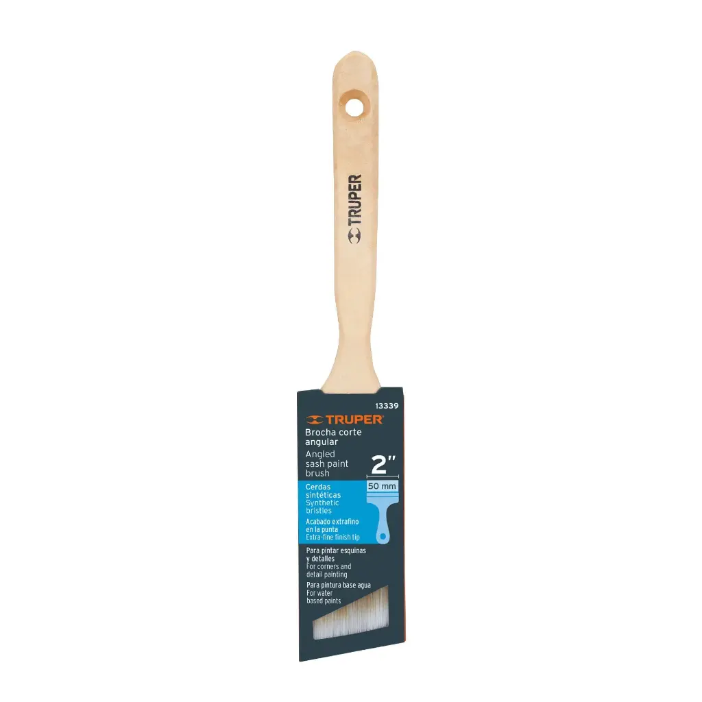 Brocha cerdas sintéticas 2' corte angular, mango de madera