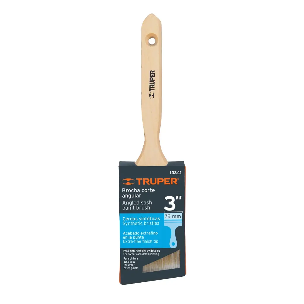 Brocha cerdas sintéticas 3' corte angular, mango de madera
