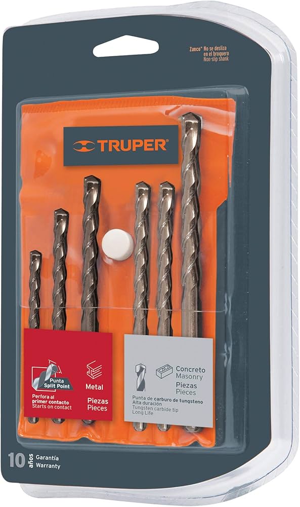 Juego de 6 brocas para metal y concreto, Truper