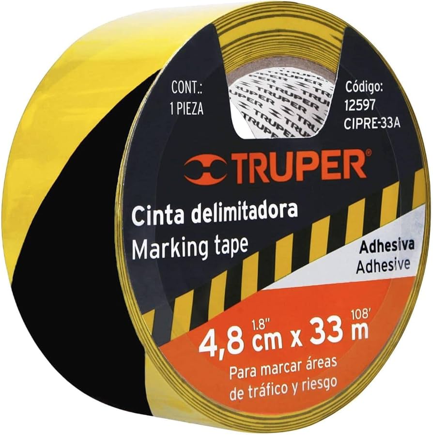 Rollo de 33 m de cinta delimitadora amarilla / negro, Truper