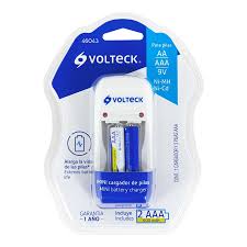 Cargador de pilas, AA, AAA y 9V incluye 2 pilas AAA, Volteck