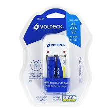Cargador de pilas, AA, AAA y 9V, incluye 2 pilas AA, Volteck