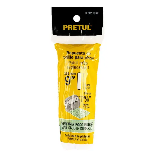[R-ROPI-915P] Felpa para rodillo, 9x5/8',superficies poco rugosas, PRETUL