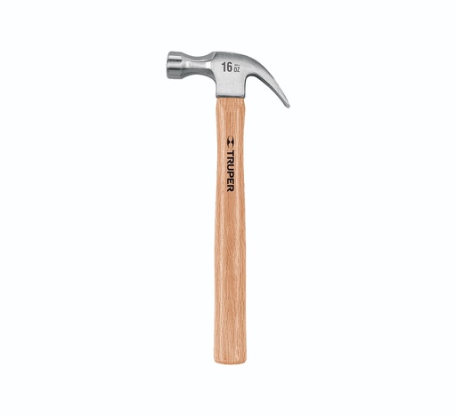 [MA-16] Martillo pulido, 16 oz, uña curva, mango madera, TRUPER