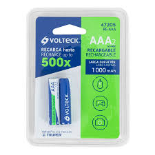 [RE-AAA] Blíster con 2 pilas recargables AAA larga duración, 1000 mAh