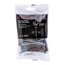 [TQ-5/16J] Kit de 20 taquetes 5/16'con pijas #10 y 1 broca 5/16', Fiero