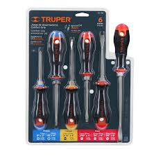 [DTJ-6B] Juego de 6 desarmadores mango Comfort Grip, Truper